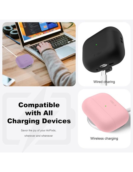 
Apsauginis silikoninis dėklas „AirPods Pro 3“ ausinėms – juodas
