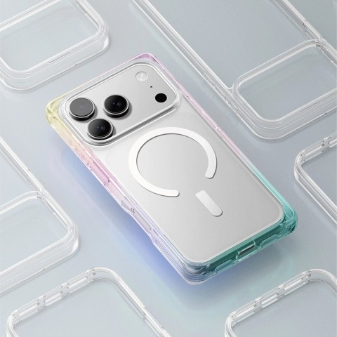 
„iPhone 17 Pro Max Omni MagSafe“ dėklas – permatomas vaivorykštės spalvos
