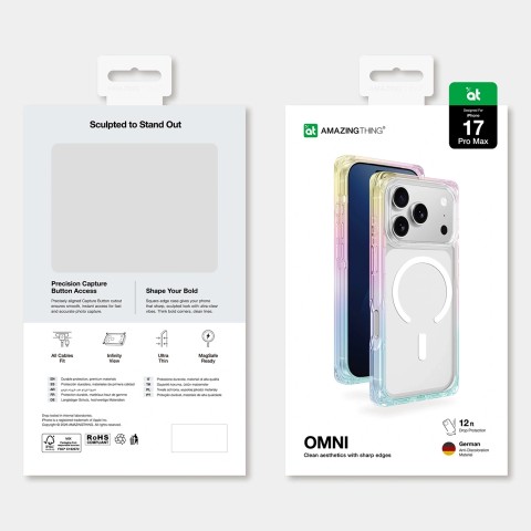 
„iPhone 17 Pro Max Omni MagSafe“ dėklas – permatomas vaivorykštės spalvos
