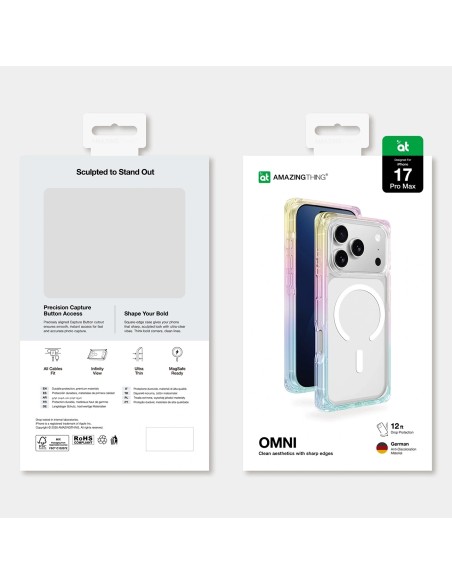 
„iPhone 17 Pro Max Omni MagSafe“ dėklas – permatomas vaivorykštės spalvos
