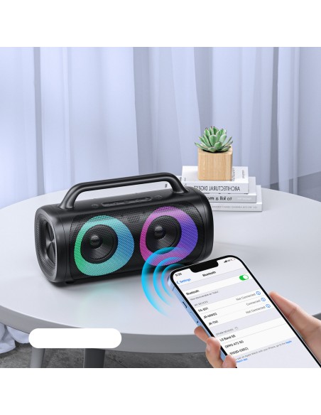Belaidis Bluetooth 5.1 garsiakalbis su spalvotu LED apšvietimu juodu Belaidis Bluetooth 5.1 garsiakalbis su spalvotu LED apšvietimu juodu