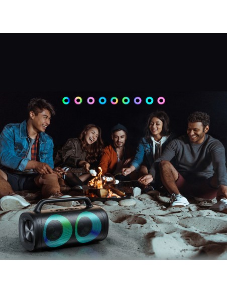 Belaidis Bluetooth 5.1 garsiakalbis su spalvotu LED apšvietimu juodu Belaidis Bluetooth 5.1 garsiakalbis su spalvotu LED apšvietimu juodu
