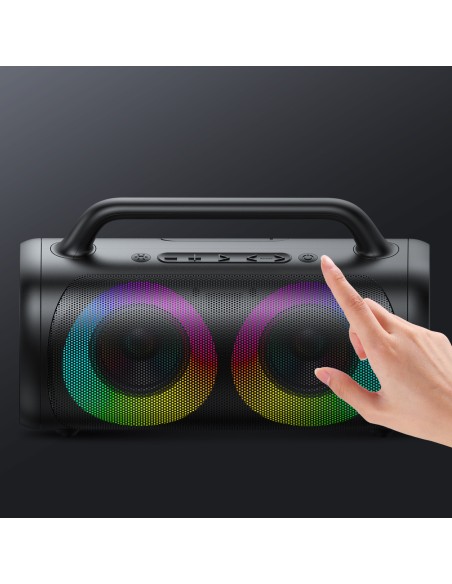 Belaidis Bluetooth 5.1 garsiakalbis su spalvotu LED apšvietimu juodu Belaidis Bluetooth 5.1 garsiakalbis su spalvotu LED apšvietimu juodu