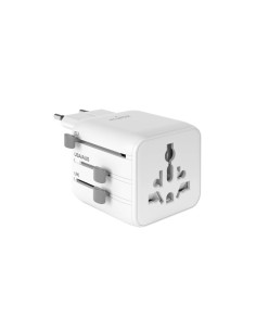 
Universalus kelioninis adapteris ES, JK, JAV, AUS elektros lizdams – baltas
