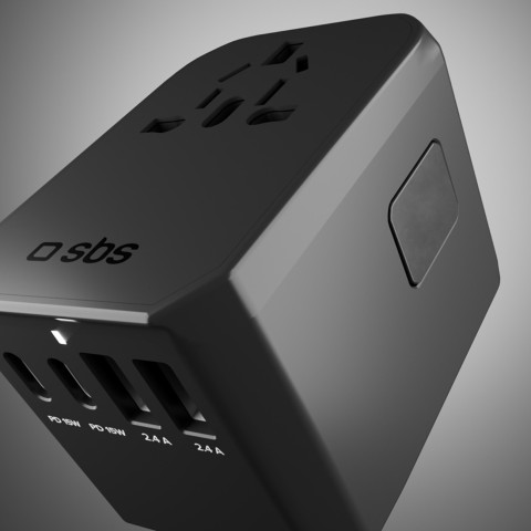 
Kelioninis adapteris ES JK JAV AUS USB-C USB-A GaN 70W - juodas
