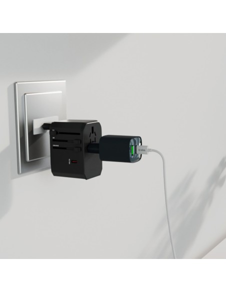 
Kelioninis adapteris ES JK JAV AUS USB-C USB-A GaN 70W - juodas

