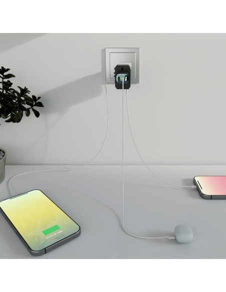 
Kelioninis adapteris ES JK JAV AUS USB-C USB-A GaN 70W - juodas
