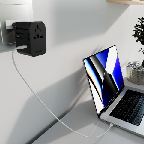
Kelioninis adapteris ES JK JAV AUS USB-C USB-A GaN 70W - juodas
