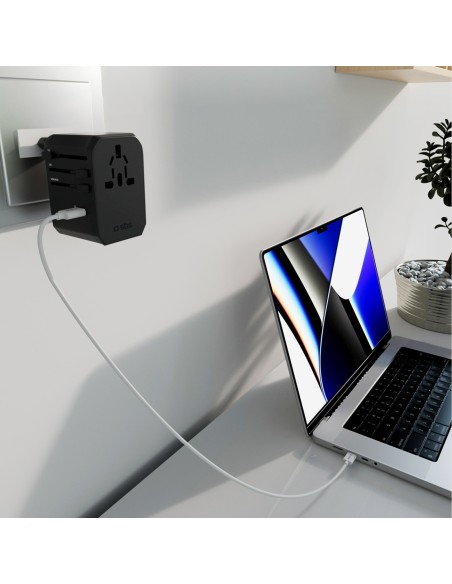 
Kelioninis adapteris ES JK JAV AUS USB-C USB-A GaN 70W - juodas
