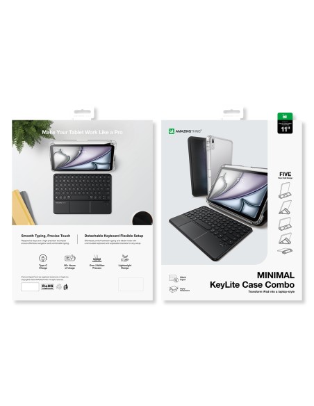 
Dėklas su klaviatūra ir jutikliniu skydeliu, skirtas „iPad Air M3 13“ - juodas
