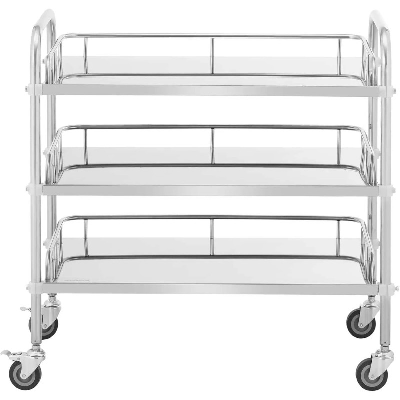 Kosmetinio gydymo laboratorinis vežimėlis iš plieno 3 lentynos 85 x 47 x 86 cm 45 kg