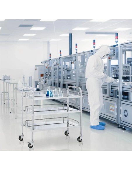 Kosmetinio gydymo laboratorinis vežimėlis iš plieno 3 lentynos 85 x 47 x 86 cm 45 kg Kosmetinio gydymo laboratorinis vežimėlis iš plieno 3 lentynos 85 x 47 x 86 cm 45 kg
