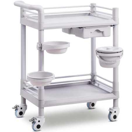 Kosmetikos laboratorinis vežimėlis 2 lentynos 1 stalčius 3 konteineriai 72 x 65 x 91 cm 20 kg Kosmetikos laboratorinis vežimėlis 2 lentynos 1 stalčius 3 konteineriai 72 x 65 x 91 cm 20 kg