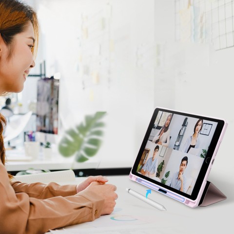 
Dėklas su stovu ir rašiklio laikikliu, skirtas „iPad Air M3 11“ - rožinis
