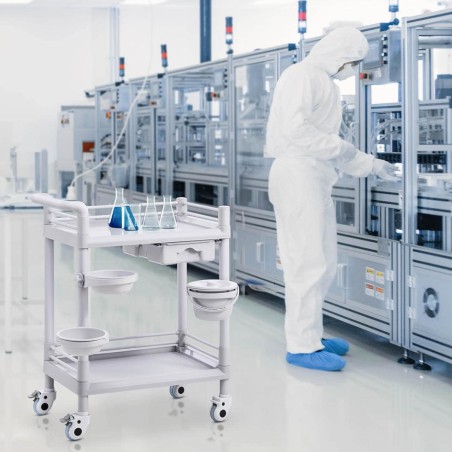Kosmetikos laboratorinis vežimėlis 2 lentynos 1 stalčius 3 konteineriai 72 x 65 x 91 cm 20 kg Kosmetikos laboratorinis vežimėlis 2 lentynos 1 stalčius 3 konteineriai 72 x 65 x 91 cm 20 kg