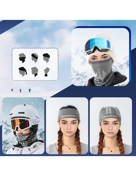 
Slidinėjimo šalikas, daugiafunkcinė sportinė bandana, universalus dydis - pilkas
