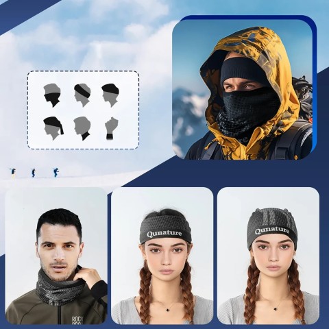 
Slidinėjimo šalikas, daugiafunkcinė sportinė bandana, universalus dydis - juodas
