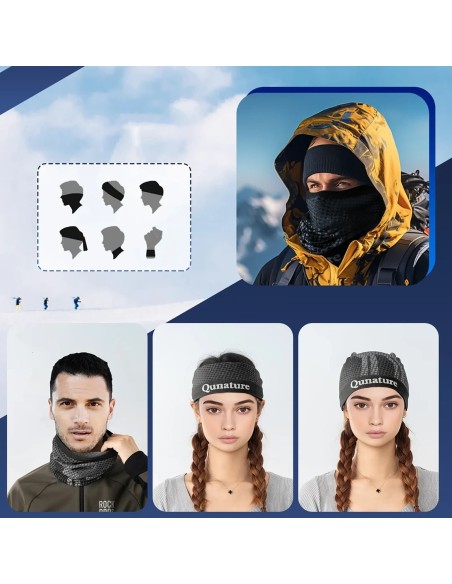 
Slidinėjimo šalikas, daugiafunkcinė sportinė bandana, universalus dydis - juodas
