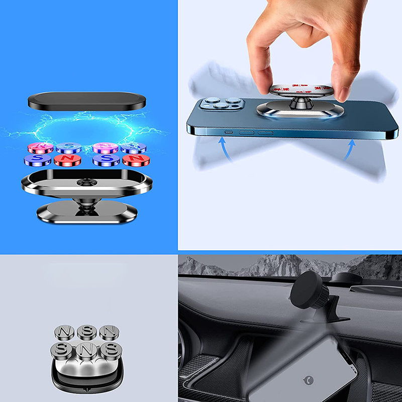 Magnetinis automobilinis telefono laikiklis tamsiai pilkas