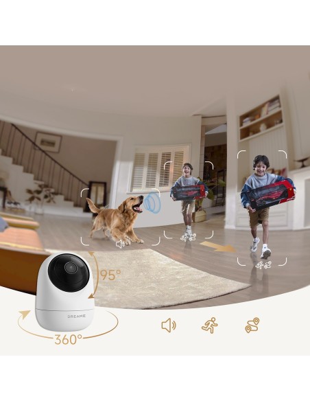 
1080p IR „Wi-Fi“ „Bluetooth“ apsaugos kamera patalpoms – balta

