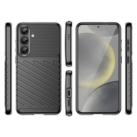 
Silikoninis dėklas, šarvuotas dangtelis, skirtas „Samsung Galaxy S25+ Thunder Case“ - juodas
