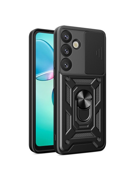 
Šarvuotas dėklas su kameros dangteliu, žiedu ir stovu, skirtas „Samsung Galaxy S25+ Hybrid Armor Camshield“ – juodas
