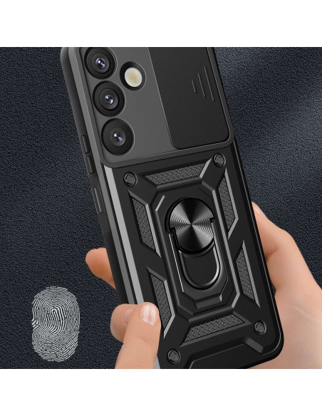 
Šarvuotas dėklas su kameros dangteliu, žiedu ir stovu, skirtas „Samsung Galaxy S25+ Hybrid Armor Camshield“ – juodas
