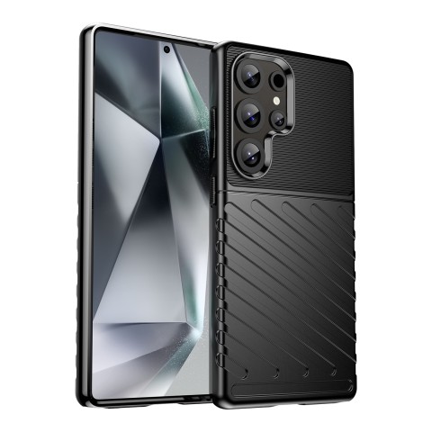 
Silikoninis šarvuotas dėklas, skirtas „Samsung Galaxy S25 Ultra Thunder“ – juodas
