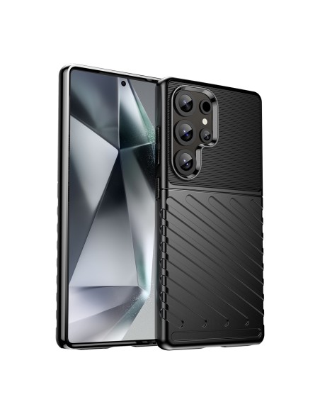 
Silikoninis šarvuotas dėklas, skirtas „Samsung Galaxy S25 Ultra Thunder“ – juodas
