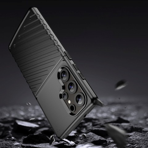 
Silikoninis šarvuotas dėklas, skirtas „Samsung Galaxy S25 Ultra Thunder“ – juodas
