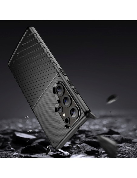 
Silikoninis šarvuotas dėklas, skirtas „Samsung Galaxy S25 Ultra Thunder“ – juodas
