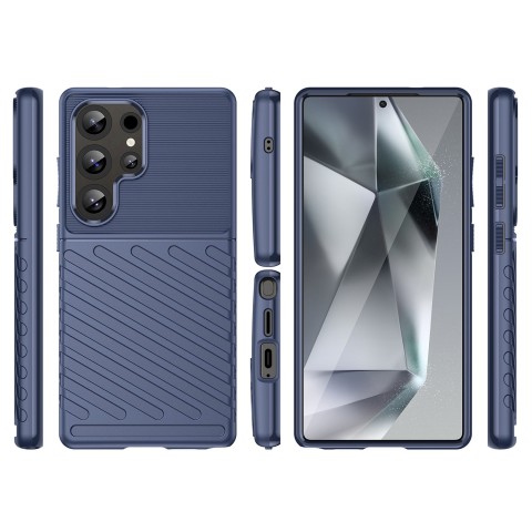 
Silikoninis šarvuotas dėklas, skirtas „Samsung Galaxy S25 Ultra Thunder“ – mėlynas
