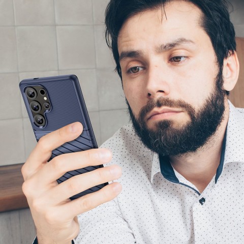 
Silikoninis šarvuotas dėklas, skirtas „Samsung Galaxy S25 Ultra Thunder“ – mėlynas
