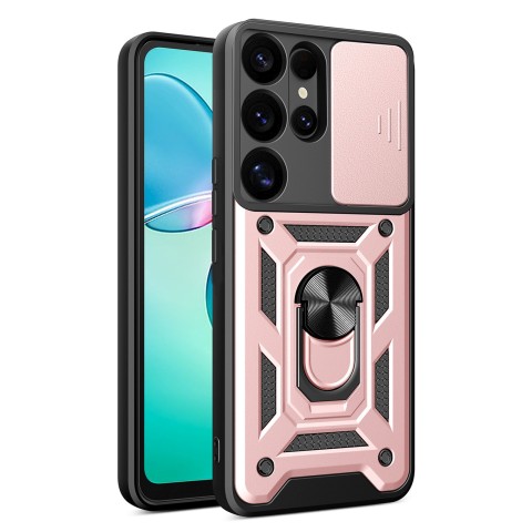 
„Armor Camshield“ dėklas su kameros apsauga, žiedu ir stovu, skirtas „Samsung Galaxy S25 Ultra Hybrid Armor Camshield“ ...