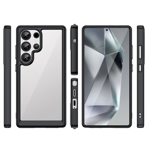 
Silikoninis dėklas su gelio rėmeliu, skirtas „Samsung Galaxy S25 Ultra Outer Space“ dėklui – juodas
