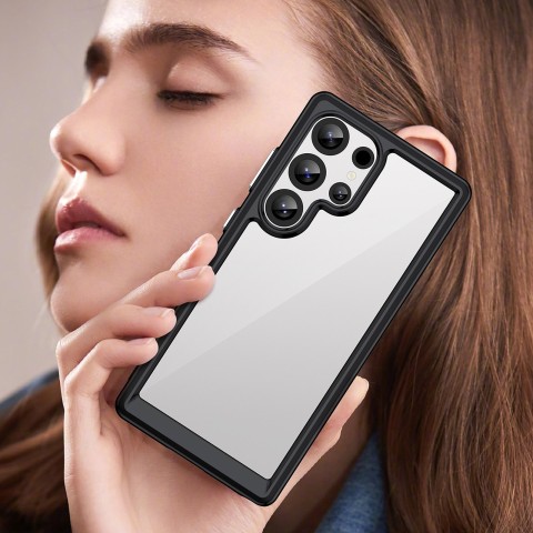 
Silikoninis dėklas su gelio rėmeliu, skirtas „Samsung Galaxy S25 Ultra Outer Space“ dėklui – juodas
