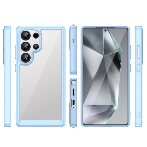 
Silikoninis dėklas su gelio rėmeliu, skirtas „Samsung Galaxy S25 Ultra Outer Space“ dėklui – mėlynas
