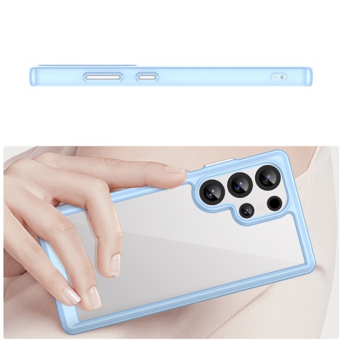 
Silikoninis dėklas su gelio rėmeliu, skirtas „Samsung Galaxy S25 Ultra Outer Space“ dėklui – mėlynas
