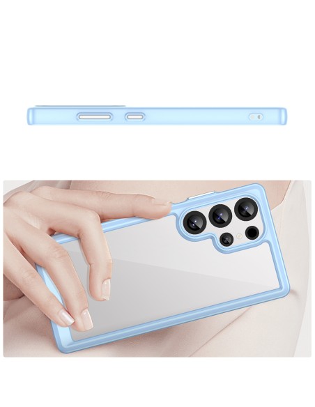 
Silikoninis dėklas su gelio rėmeliu, skirtas „Samsung Galaxy S25 Ultra Outer Space“ dėklui – mėlynas
