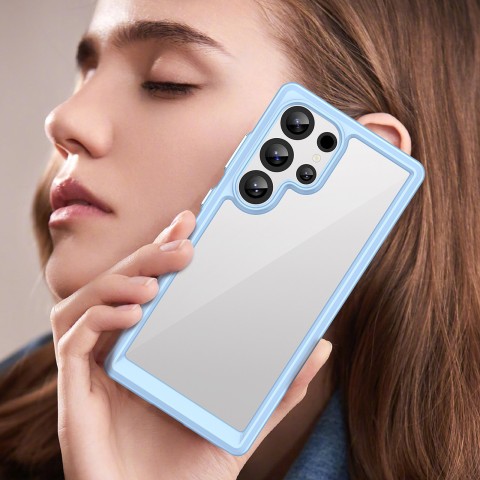 
Silikoninis dėklas su gelio rėmeliu, skirtas „Samsung Galaxy S25 Ultra Outer Space“ dėklui – mėlynas
