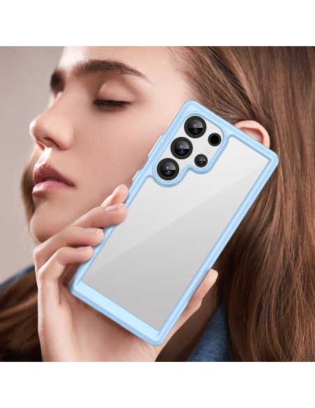 
Silikoninis dėklas su gelio rėmeliu, skirtas „Samsung Galaxy S25 Ultra Outer Space“ dėklui – mėlynas
