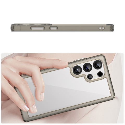 
Silikoninis dėklas su gelio rėmeliu, skirtas „Samsung Galaxy S25 Ultra Outer Space“ dėklui – permatomas juodas
