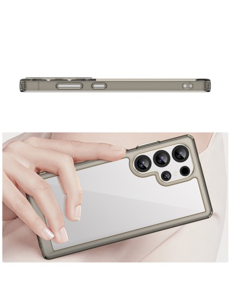 
Silikoninis dėklas su gelio rėmeliu, skirtas „Samsung Galaxy S25 Ultra Outer Space“ dėklui – permatomas juodas
