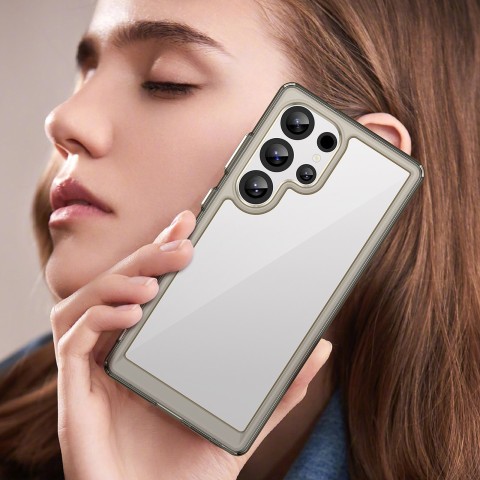 
Silikoninis dėklas su gelio rėmeliu, skirtas „Samsung Galaxy S25 Ultra Outer Space“ dėklui – permatomas juodas
