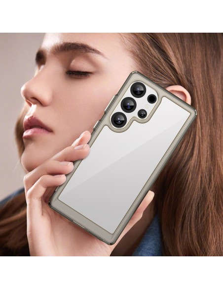 
Silikoninis dėklas su gelio rėmeliu, skirtas „Samsung Galaxy S25 Ultra Outer Space“ dėklui – permatomas juodas
