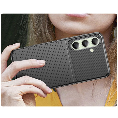 
Silikoninis dėklas, šarvuotas dangtelis, skirtas „Samsung Galaxy S24 FE Thunder Case“ - juodas
