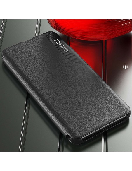 
„Samsung Galaxy S24 FE“ ekologiškos odos dėklas su atlenkiama ir stovu – juodas
