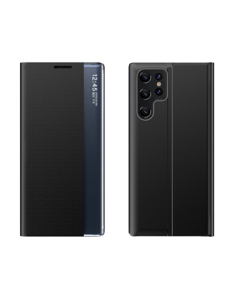 
„Samsung Galaxy S24 FE“ naujas miego dėklas su atlenkiama stovu – juodas
