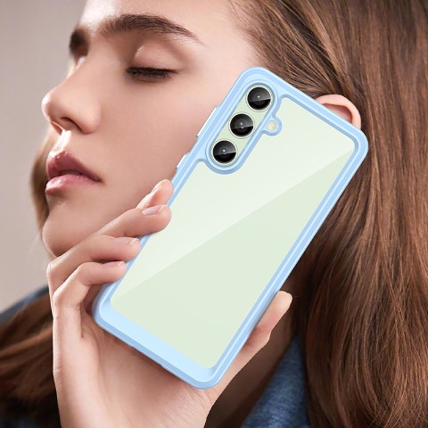 
Silikoninis dėklas su gelio rėmeliu, skirtas „Samsung Galaxy S24 FE Outer Space“ dėklui – mėlynas
