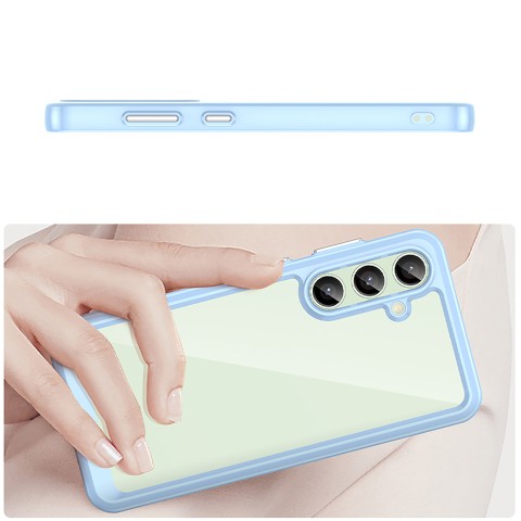 
Silikoninis dėklas su gelio rėmeliu, skirtas „Samsung Galaxy S24 FE Outer Space“ dėklui – mėlynas
